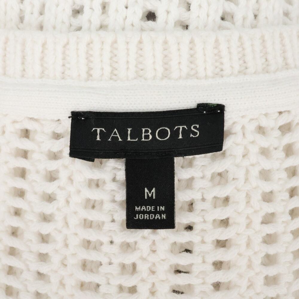 Talbots Sweater Womens Medium Ivory All Cotton Open Knit Tunic Pullover Coastal - Picture 3 of 11